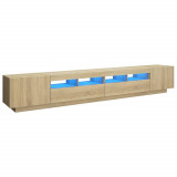 Cumpara ieftin Comoda TV cu lumini LED, stejar Sonoma, 260x35x40 cm