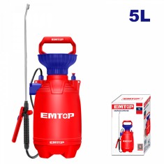 Pulverizator Manual cu Presiune EMTOP ESPP30502, Capacitate 5L, Presiune Maxima 2.5 Bar, Supapa de Siguranta, Furtun Flexibil, Lance din Inox Reglabil foto