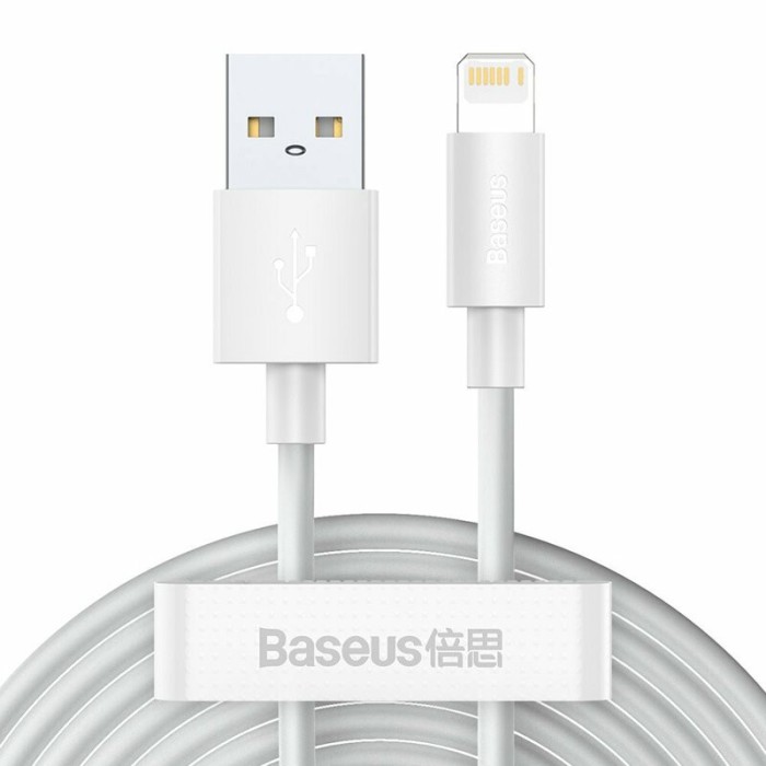 CABLU alimentare si date Baseus Simple Wisdom, Fast Charging Data Cable pt. smartphone, KIT 2 x USB la Lightning Iphone 2.4A, 1.5m, alb &quot;TZCALZJ-02&quot; (