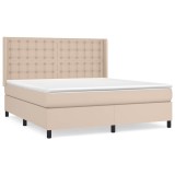 Cumpara ieftin Pat box spring cu saltea, cappuccino, 180x200cm piele ecologica
