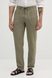 Lindbergh pantaloni din amestec de in culoarea verde, cu fason chinos, 30-003020