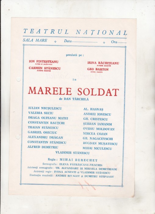 bnk div Afis mic - Teatrul National - Marele soldat