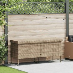 vidaXL Cutie de depozitare grădină cu roți Bej 160x55x75 cm Poly Ratan 4103834