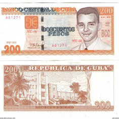 !!! CUBA - 200 PESOS 2021 - P 130 e - UNC / SERIA HE - 02