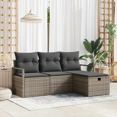vidaXL Set de canapele pentru grădină 4 pcs Gri 175 x 117 x 85 cm 3359148 foto