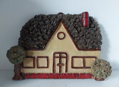 Placa ceramica Casa, decor perete, lucrata manual, Artist made, Hand Made, 27x20cm foto