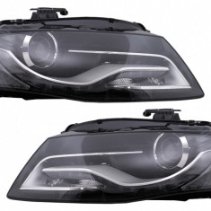 Faruri Xenon Cu Lumini de zi Integrate LED (DRL) Audi A4 B8 8K (09.2007-10.2011) Negre Performance AutoTuning