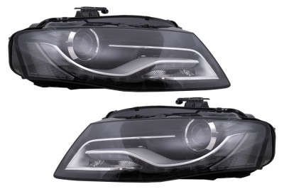 Faruri Xenon Cu Lumini de zi Integrate LED (DRL) Audi A4 B8 8K (09.2007-10.2011) Negre Performance AutoTuning foto