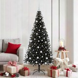 vidaXL Brad de Crăciun cu 300 LED cu suport Negru 180 cm PVC 3396481