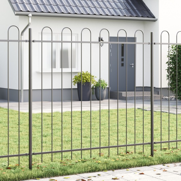 vidaXL Gard cu v&acirc;rf &icirc;n formă de arc, gri, 13.6x1.5 m, din oțel