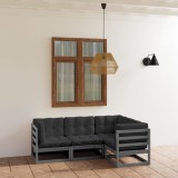 Gossi set mobilier de gradina cu perne, 4 piese, lemn masiv de pin
