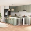 VidaXL Poartă c&acirc;ini pliabilă cu ușă, 9 panouri, alb, 450 cm, lemn plop 3155538