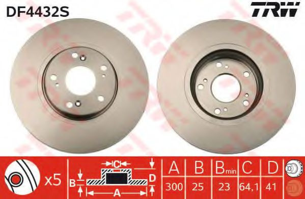 Disc frana HONDA CR-V II (RD) (2001 - 2006) TRW DF4432S