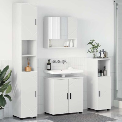 vidaXL Set de mobilier pentru baie Pe perete 4 pcs Alb 61 x 35 x 64 cm 3392963 foto