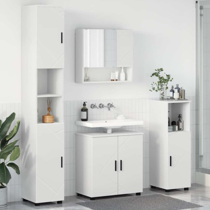 vidaXL Set de mobilier pentru baie Pe perete 4 pcs Alb 61 x 35 x 64 cm 3392963