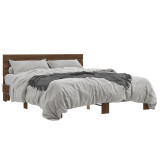 VidaXL Cadru de pat, stejar maro, 160x200 cm, lemn prelucrat și metal