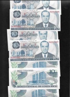 Costa Rica 10 colones 1986 aunc/unc pret pe bucata foto