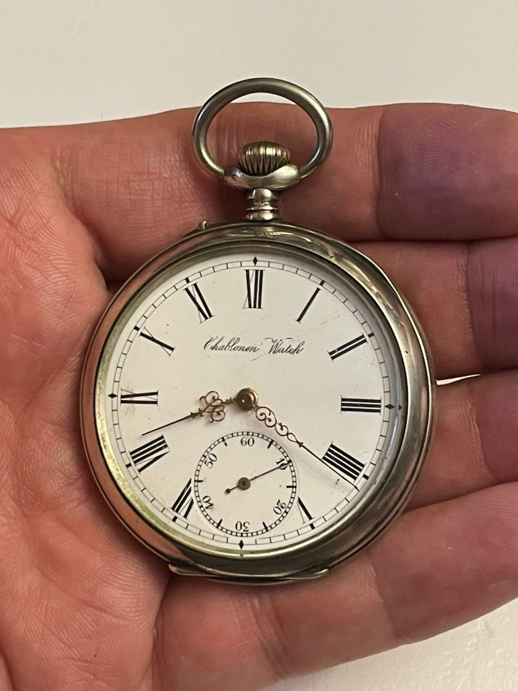 CEAS DE BUZUNAR ARGINT - CHABLONEN Watch - 15 Rubis - 5cm - 1890 - Vintage  ! | arhiva Okazii.ro