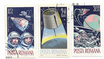 Romania (223) - Cosmonautica I, 1965 - serie obliterata foto