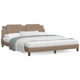 VidaXL Cadru de pat cu LED, cappuccino, 180x200 cm, piele ecologică