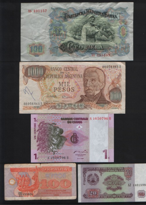 Set 5 bancnote de prin lume adunate (cele din imagini) #40