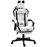 HOMCOM Scaun gaming ergonomic cu urechi de pisică, fotoliu gamer cu spătar &icirc;nclinabil, 65 x 62 x 124 cm, alb | Aosom Romania