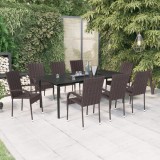 VidaXL Set mobilier de grădină, 9 piese, maro și negru