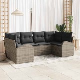 Set canapea 6 piese gri ratan poli