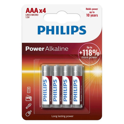 Baterii POWER alkaline AAA LR3 blister 4buc PHILIPS foto