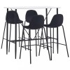 Set mobilier de bar, 5 piese, negru, material textil