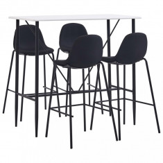 Set mobilier de bar, 5 piese, negru, material textil GartenMobel Dekor