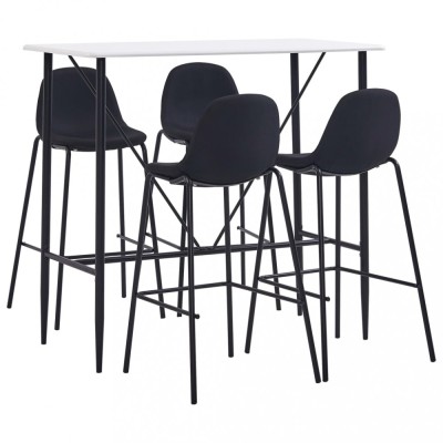 vidaXL Set mobilier de bar, 5 piese, negru, material textil foto