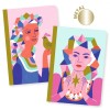 Set 2 Carnete Sarah Djeco, Coperti Metalizate, Linii si Veline, 10.5x10.5 cm, Fata/Adulti, 6+ Ani, Papetarie Djeco