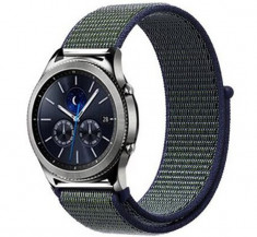 Curea ceas Smartwatch Samsung Galaxy Watch 46mm, Samsung Watch Gear S3, iUni 22 mm Soft Nylon Sport, Navy Blue - Green foto