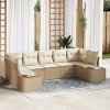 VidaXL Set de canapele pentru grădină cu pernă 7 pcs Bej Rattan poli 3348162