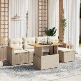 Gossi set canapele de gradina cu perne, 6 piese, bej, poliratan