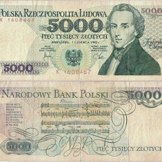 1982 (1 VI), 5,000 Zlotych (P-150aa) - Polonia