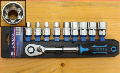 Torx Nuss Satz, Torx N&amp;uuml;sse Set, 1/2 Zoll, E-Profil, Umschaltknarre foto