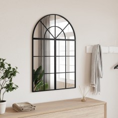 vidaXL Oglindă de perete, negru, 60x30 cm, arcuită, fier 358650