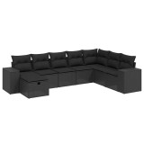 Cumpara ieftin Set mobilier de gradina cu perne, 8 piese, negru, poliratan