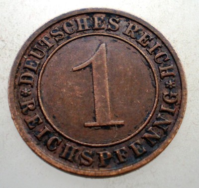 B.220 GERMANIA WEIMAR 1 REICHSPFENNIG 1934 D foto