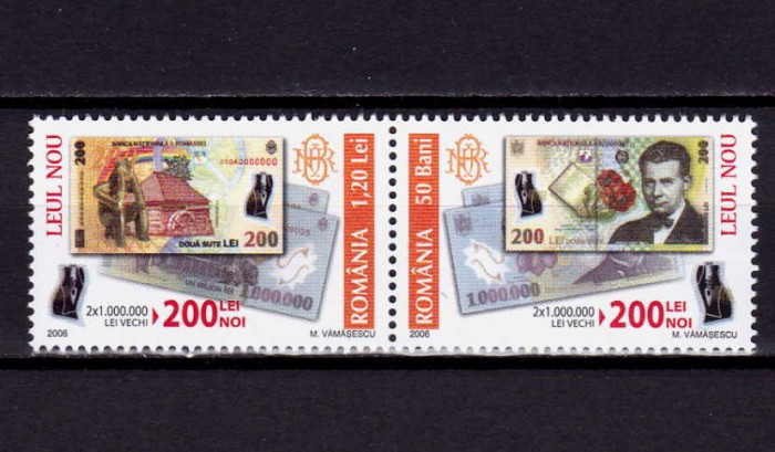 ✅RO 2006,LP 1750 , &quot;Leul Nou 2006&quot; , serie cu punte tip II , MNH