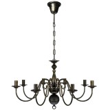 Candelabru alb de metal in stil antichizat, 8 x becuri E14