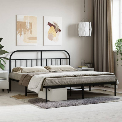 vidaXL Cadru de pat metalic cu tăblie, negru, 180x200 cm foto