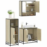 vidaXL Set mobilier de baie, 3 piese, stejar sonoma, lemn prelucrat 3300976