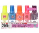Set lac de unghii Create It!, pentru fetite, neon, multicolor, 5 piese