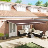 vidaXL Copertină retractabilă manual cu LED, maro, 500x300 cm