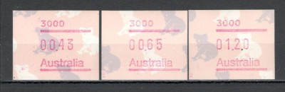 Australia.1990 Marci de automat-Ursul koala 3 buc. MA.111 foto