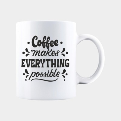 Cana alba personalizata COFFEE MAKES EVERYTHING POSSIBLE, INOVATIX&amp;reg;. 330ml foto