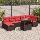 vidaXL Set de canapele pentru grădină cu pernă 8 pcs Maro Rattan poli 3359811